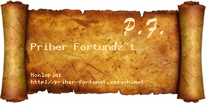 Priher Fortunát névjegykártya